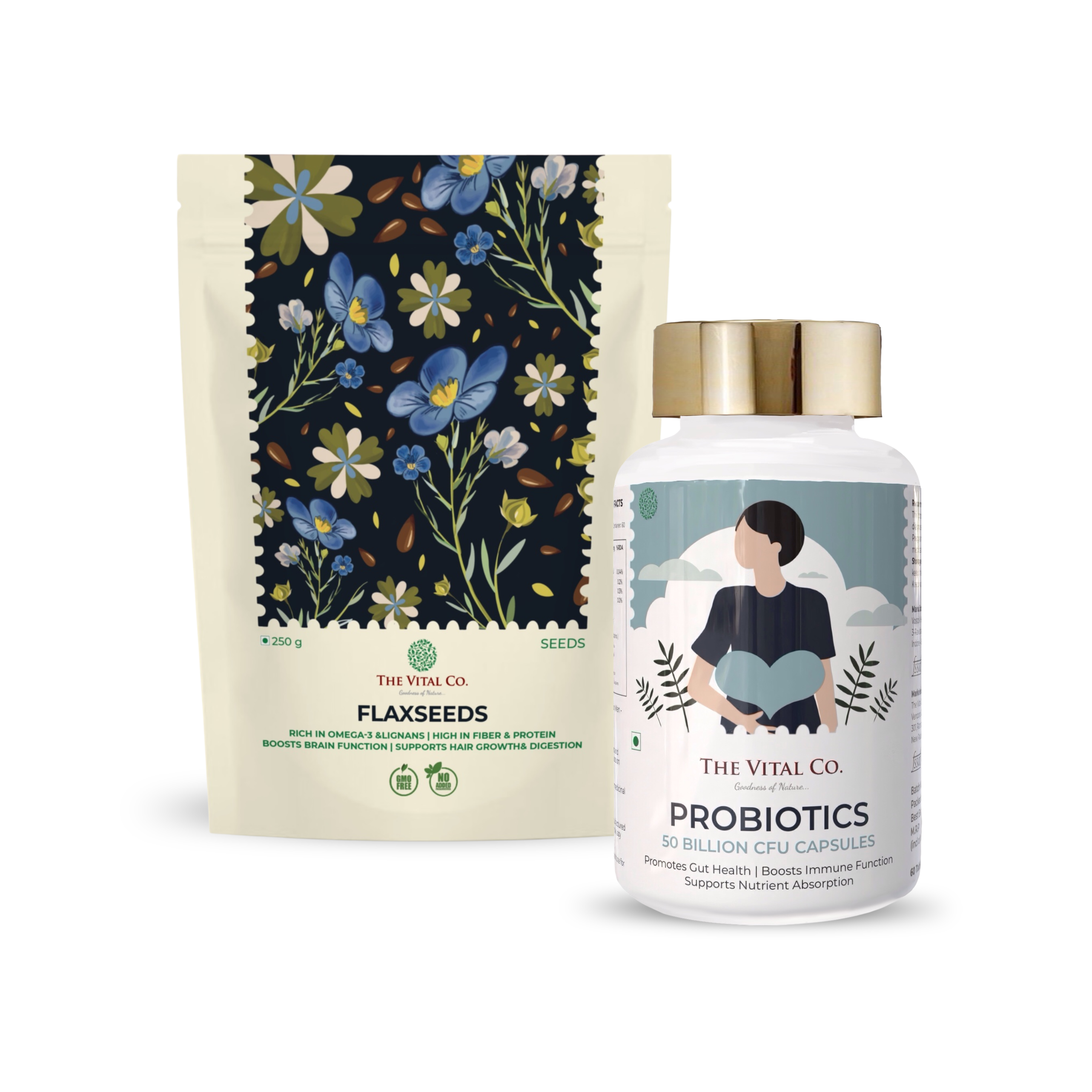 Gut & Glow Stack Probiotics 50 Billion CFU + Flax Seeds