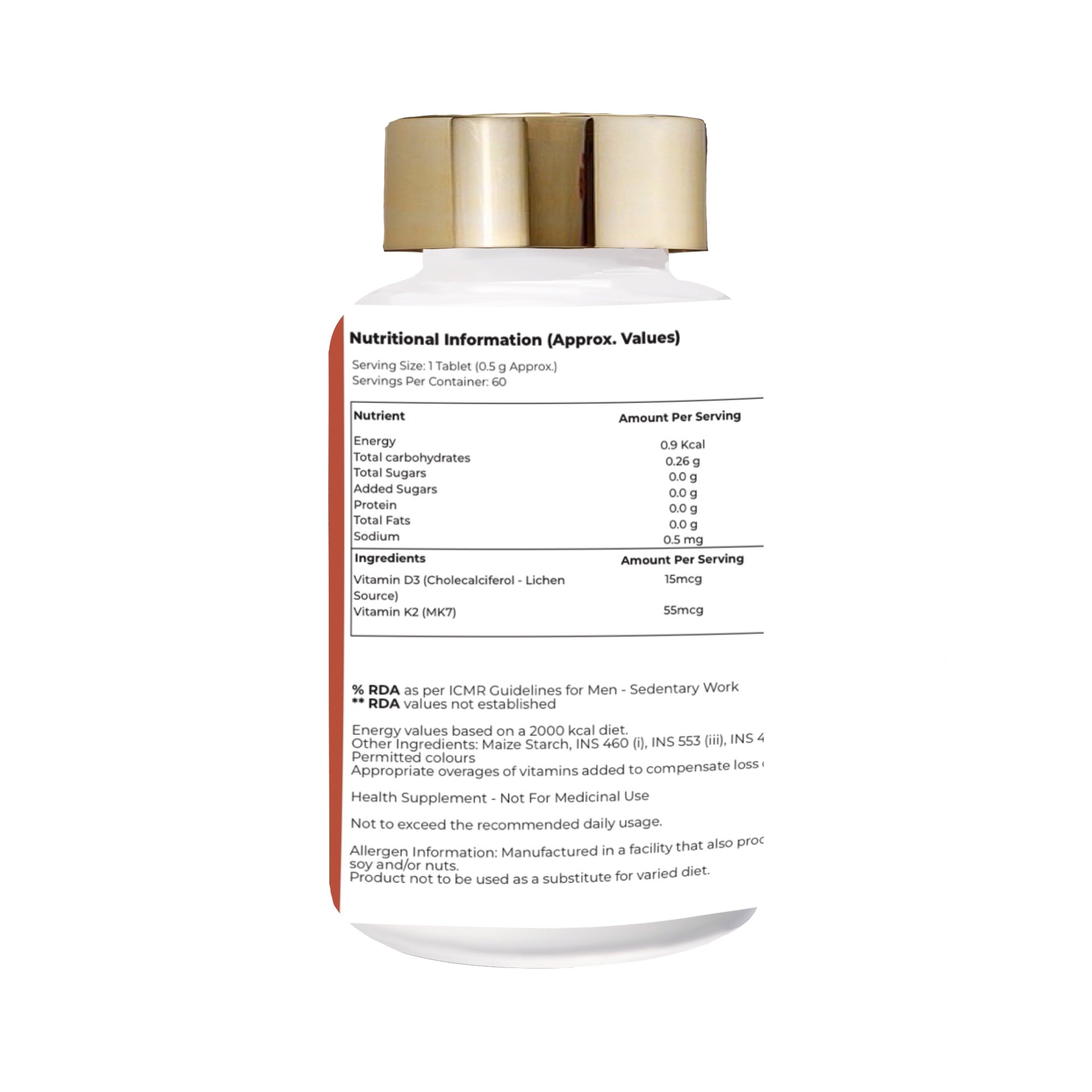 Vitamin D3 600 IU + K2 Tablets