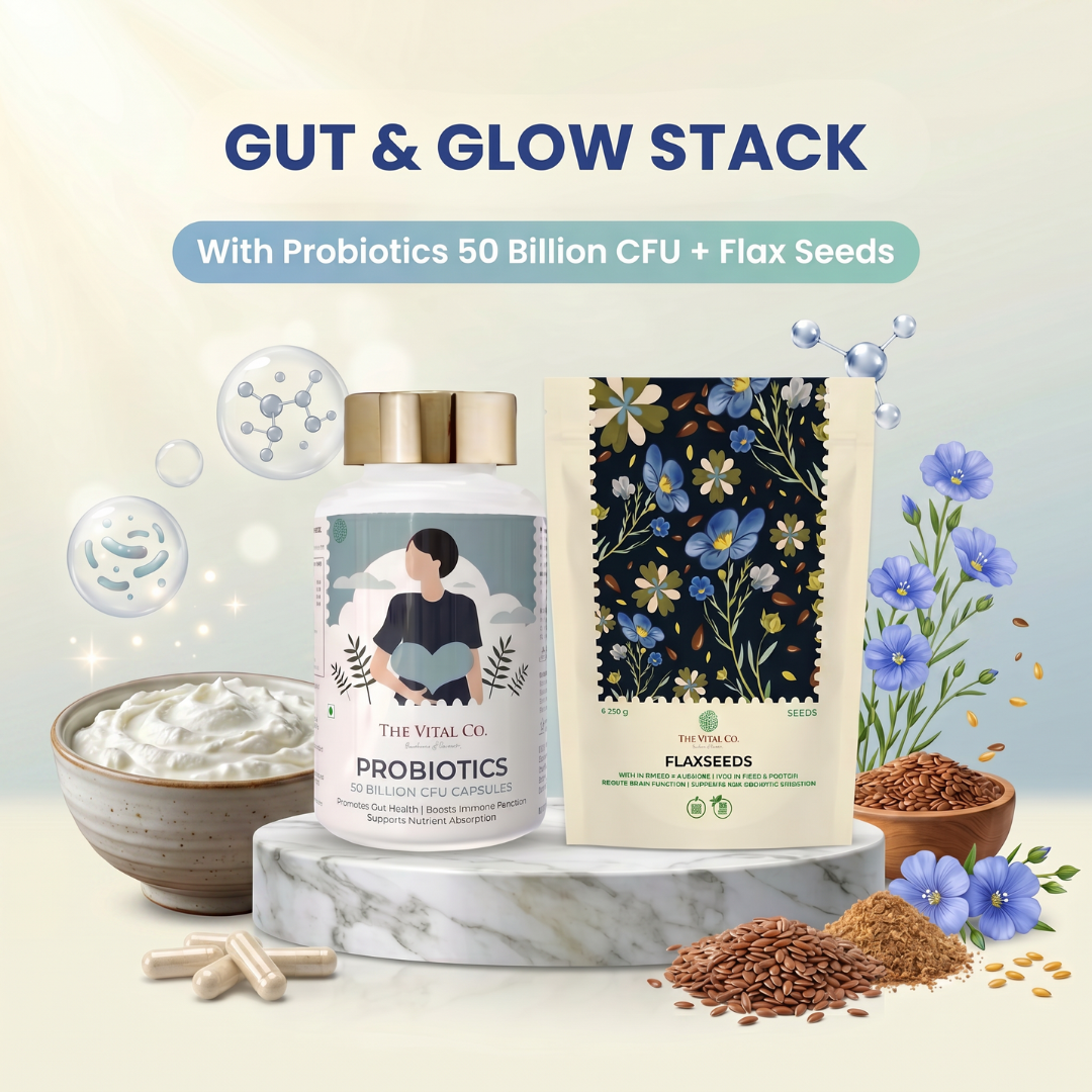 Gut & Glow Stack Probiotics 50 Billion CFU + Flax Seeds