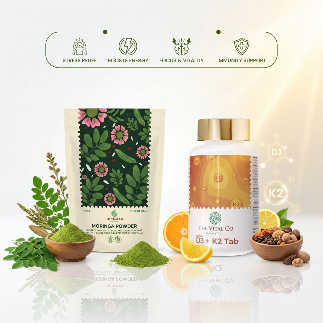 Daily Greens + Immunity Boost Moringa Powder + Vitamin D3 600IU & K2 Tablets