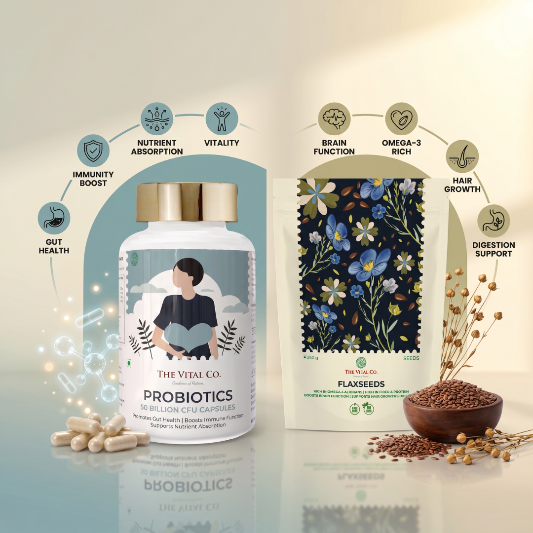 Gut & Glow Stack Probiotics 50 Billion CFU + Flax Seeds